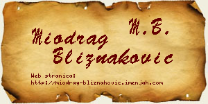 Miodrag Bliznaković vizit kartica